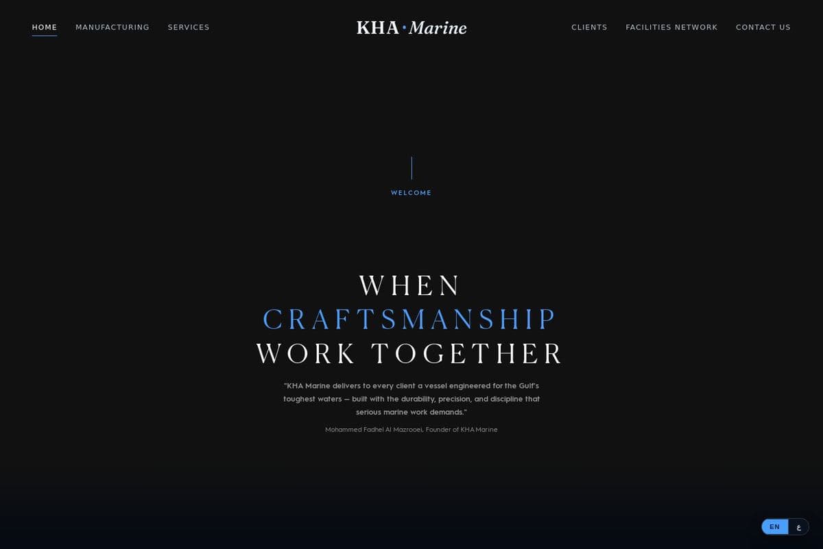 KHA Marine website, home page